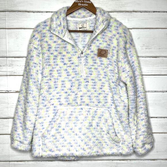 Shelly Cove Multi Color Sherpa Pullover Quarter Zip Size Small - Picture 1 of 5